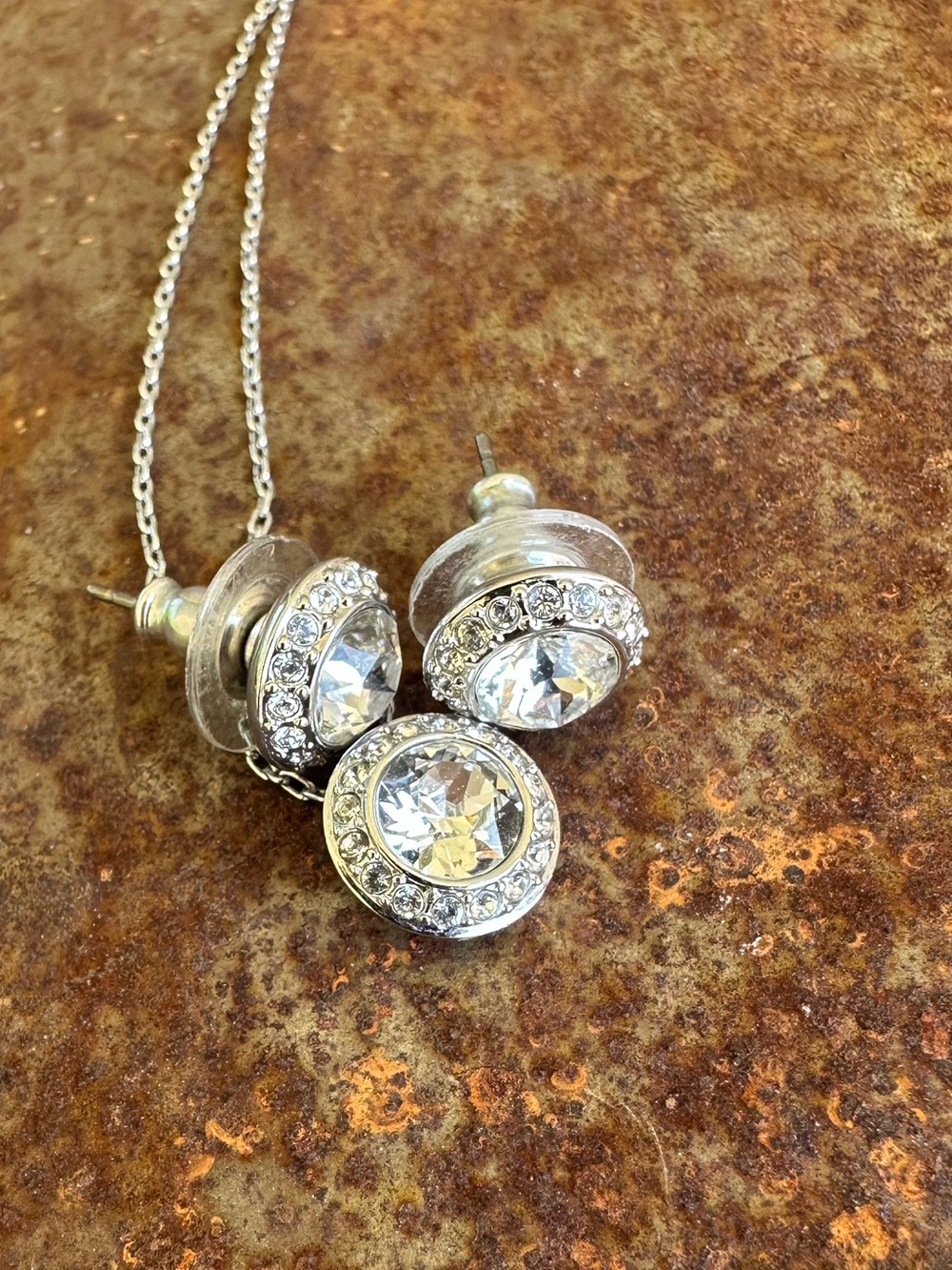 Swarovski Angelic Crystal Halo Pendant Necklace & Stud Earrings Rhodium Plated - Picture 3 of 5